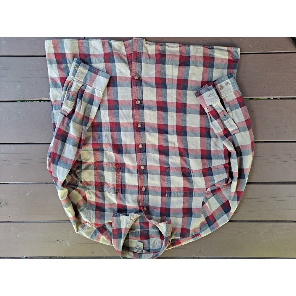 Pair Of 2 Duluth Trading Co. XXL Flannel Button Down Shirt Red Plaid